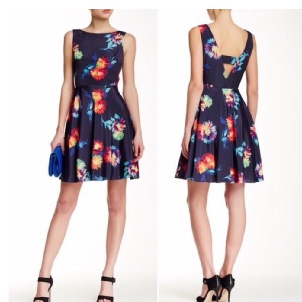 Betsey Johnson Floral Fit And Flare Navy Size 12